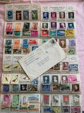 Lot #30 Romania 80 Vintage Mint Stamps All Attached Dealer Sheets + Cover